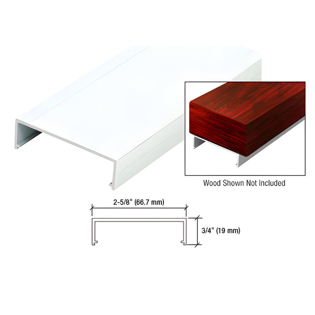 Oyster White Top Rail Adaptor for Wood 241" Long