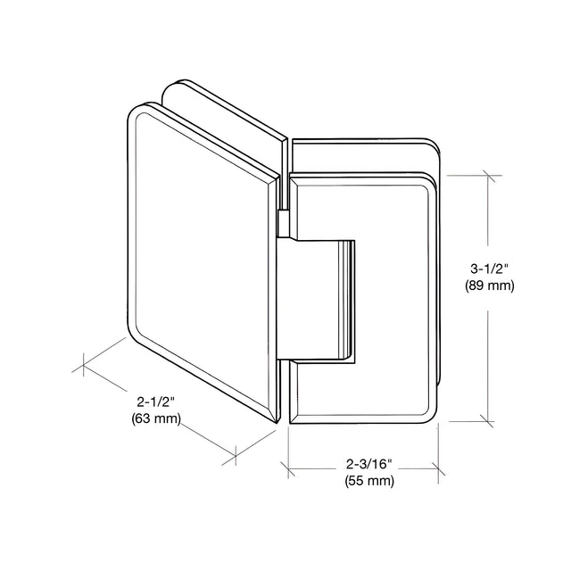 CRL Polished Nickel Pinnacle 045 Series 135 Degree Glass-to-Glass Standard Hinge