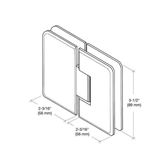 CRL Polished Chrome Pinnacle 180 Series 180 Degree Glass-to-Glass Standard Hinge