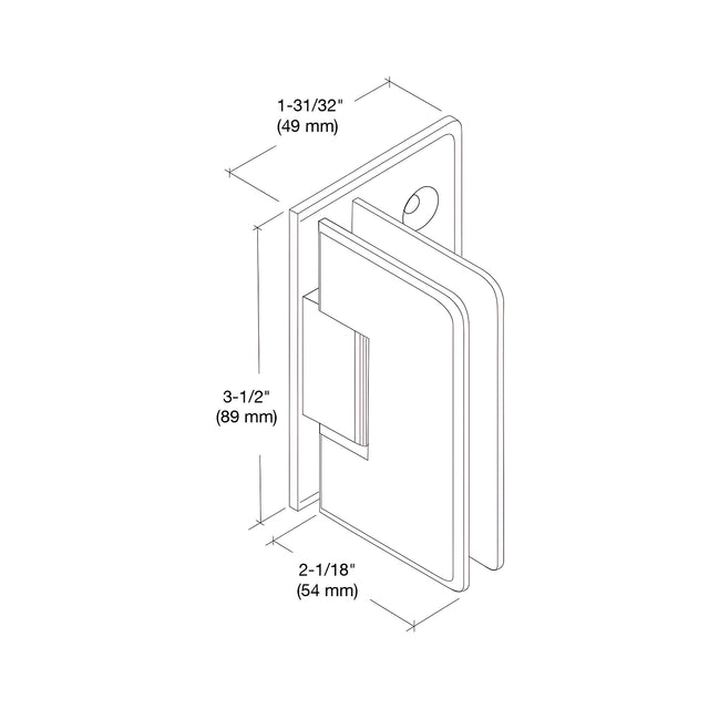 CRL Polished Chrome Pinnacle Adjustable Wall Mount Offset Back Plate Hinge
