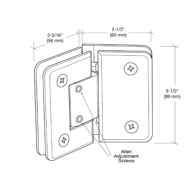 CRL Satin Nickel Pinnacle 345 Series Adjustable 135 Degree Glass-to-Glass Hinge