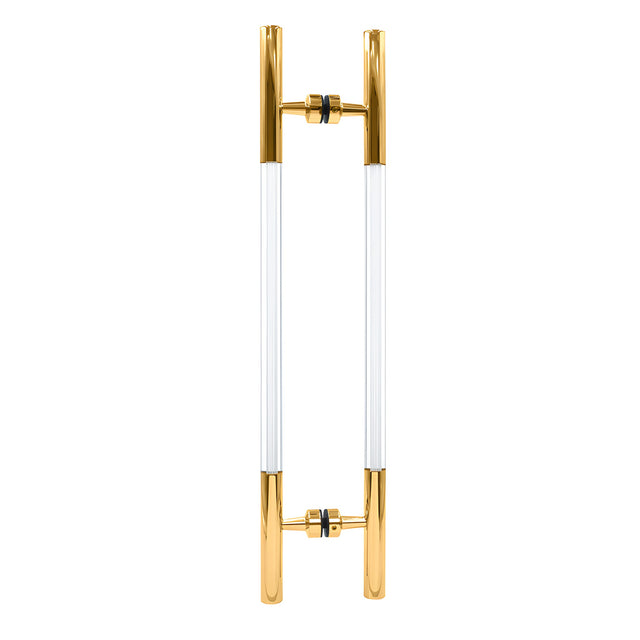 CRL Polished Brass 24-1/2" Overall Length Glass Mounted Ladder Style Pull Handle with Acrylic Semi-Inserts