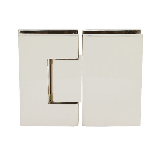 CRL Geneva 180 Series polished nickel glass-to-glass hinge for 180-degree frameless shower door installations