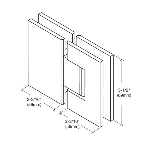 CRL Geneva 180 Series polished nickel glass-to-glass hinge for 180-degree frameless shower door installations