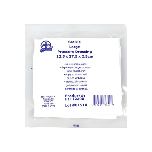 Pressure Dressing w/ Crepe Ties, 12.5 x 37.5 x 2.5cm – 12/Bag