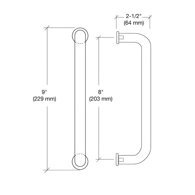 CRL Brass 8" Aluminum Door Mounted Standard Pull Handle
