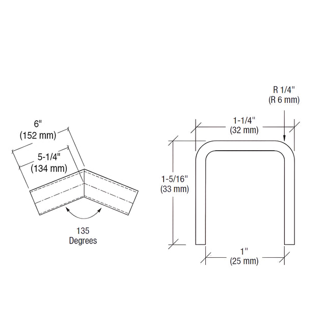 CRL Matte Black 135 Degree Horizontal Corner for 11 Gauge Low Profile Cap Railings