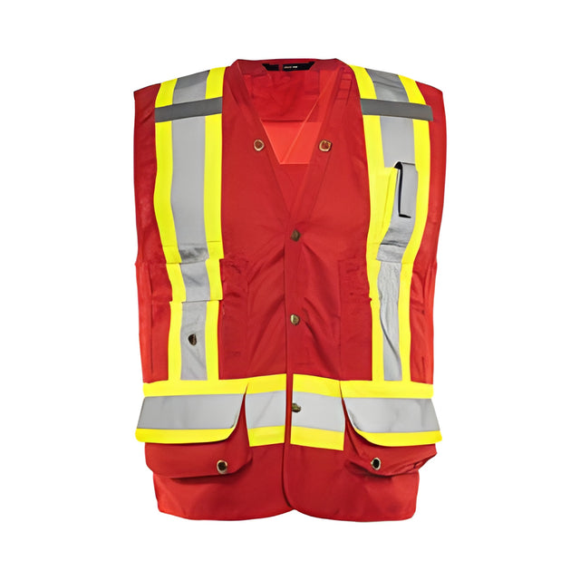 Deluxe Surveyor Vest, 4" Refl. Tape, Red, Large