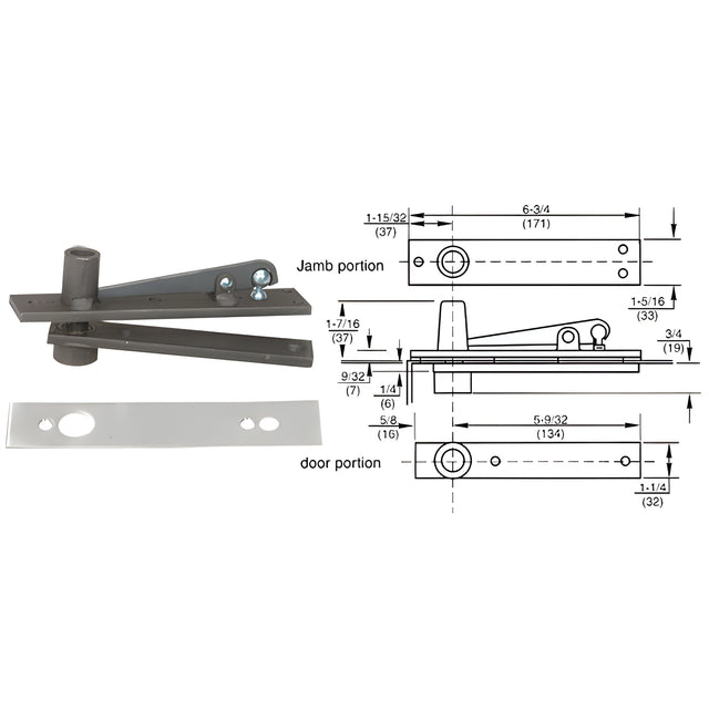 Rixson® Center-Hung Top Pivot with Satin Chrome Cover Plate