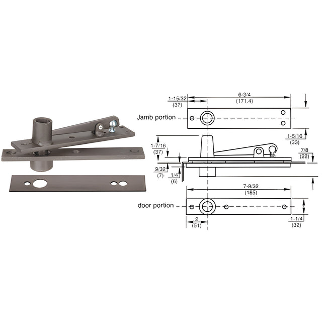 Rixson® Heavy-Duty Center-Hung Top Pivot with Dark Bronze Cover Plate