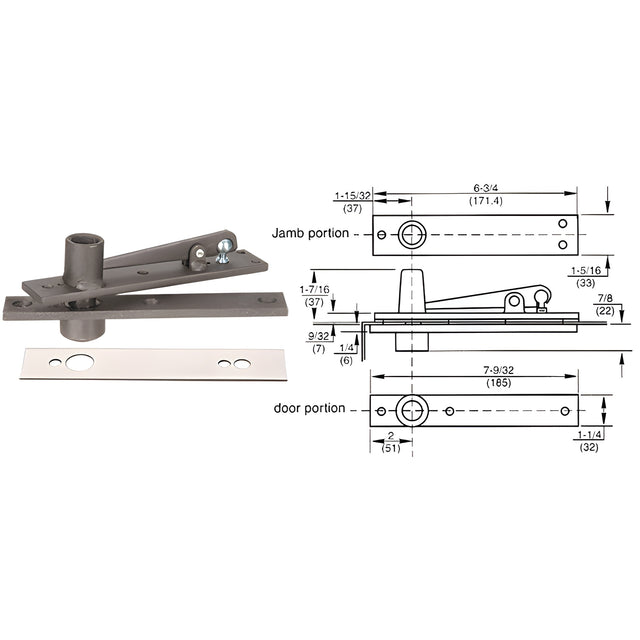 Rixson® Heavy-Duty Center-Hung Top Pivot with Polished Chrome Cover Plate
