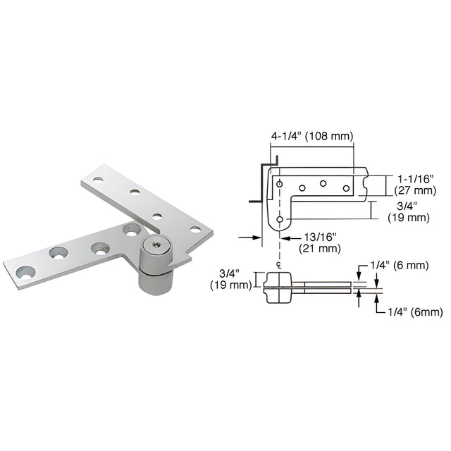 Rixson® Polished Chrome 3/4" Offset Top Pivot