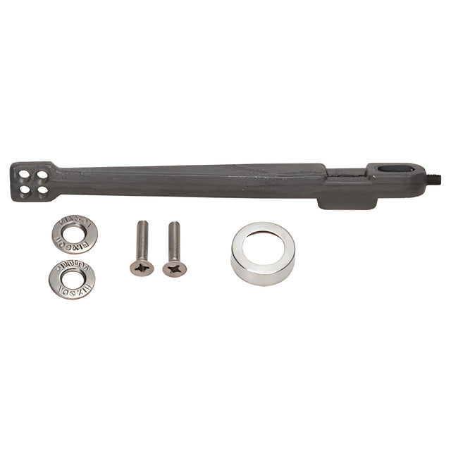 Rixson® Satin Chrome 28 Series Center-Hung Floor Mounted Closer Arm with Door Alignment Hardware