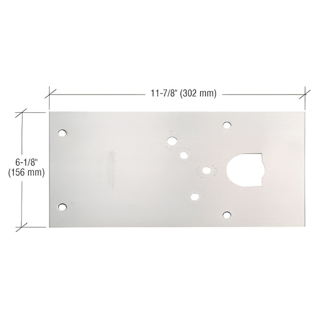 Rixson® Satin Chrome 28 Series Center-Hung Right Hand Floor Mounted Door Closer Cover Plate