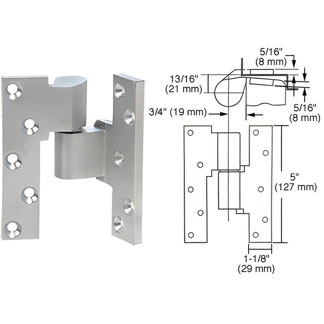 Rixson® Satin Chrome Right Hand 3/4" Offset Intermediate Pivot
