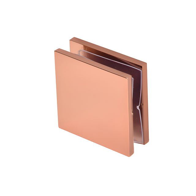 CRL Rose Gold Square Style Hole-in-Glass Fixed Panel U-Clamp