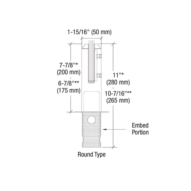 CRL Brushed Stainless Steel Round Core Mount Friction Fit Spigot, 2205