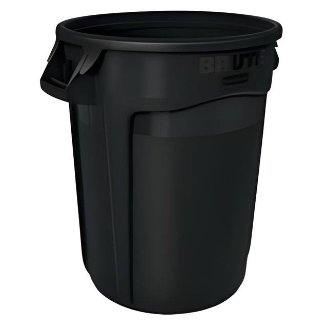 Rubbermaid Brute Vented Container, 32 Gal, Black, 32 Gallon