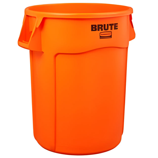 Rubbermaid Brute Vented Container, 44 Gal, Orange, 44 Gallon