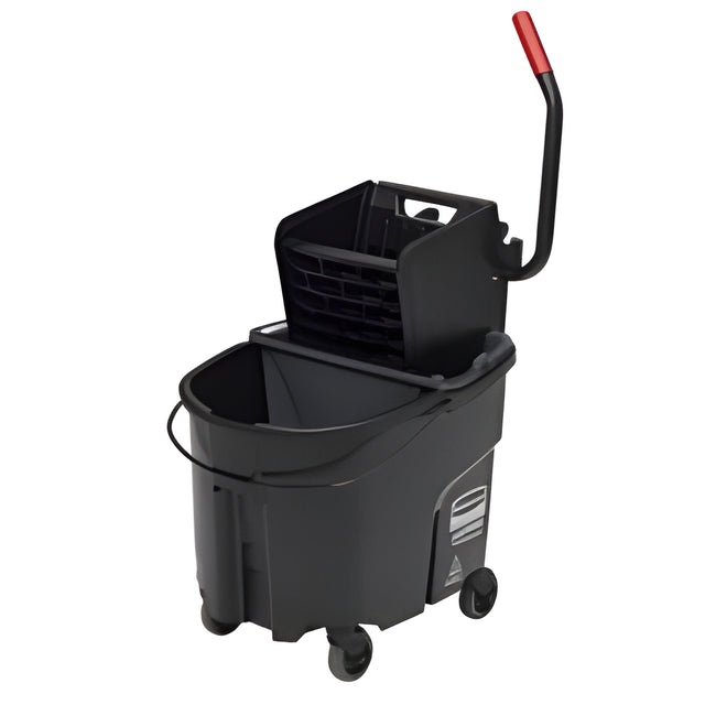 Rubbermaid Wavebreak Side Press Bucket and Wringer, Black, 35 Quart