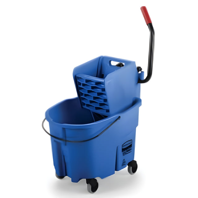 Rubbermaid Wavebreak Side Press Bucket and Wringer, Blue, 35 Quart