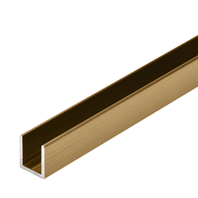 CRL Satin Brass 1/2" Fixed Panel Shower Door Deep U-Channel - 144"