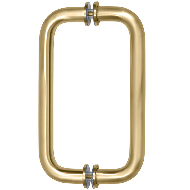 CRL Satin Brass 8" Back-to-Back Solid Brass 3/4" Diameter Pull Handles with Metal Washers