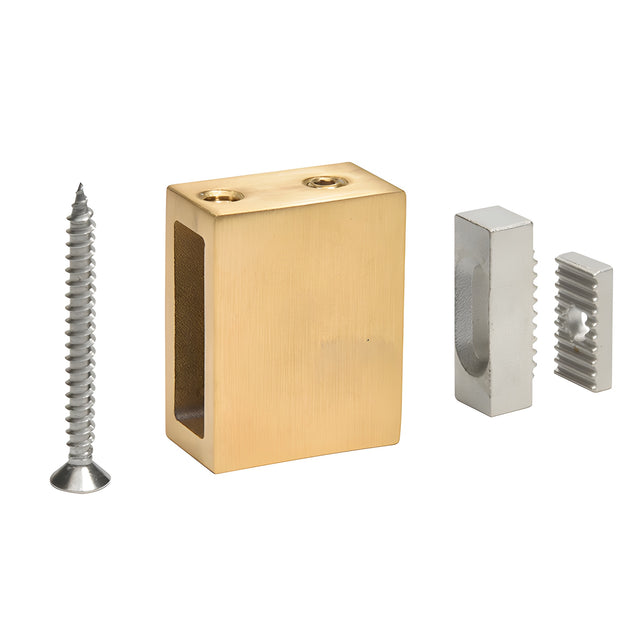 CRL Satin Brass Adjustable Height Track Holder Fitting for Wall - 2/Pack