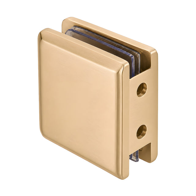 CRL Satin Brass Beveled Style Notch-in-Glass Fixed Panel U-Clamp