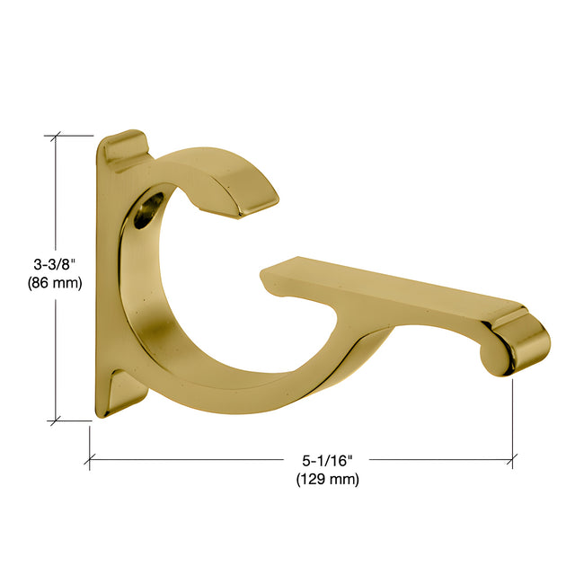 CRL Brushed Brass Aluminum Shelf Bracket for 3/8" to 1/2" Glass