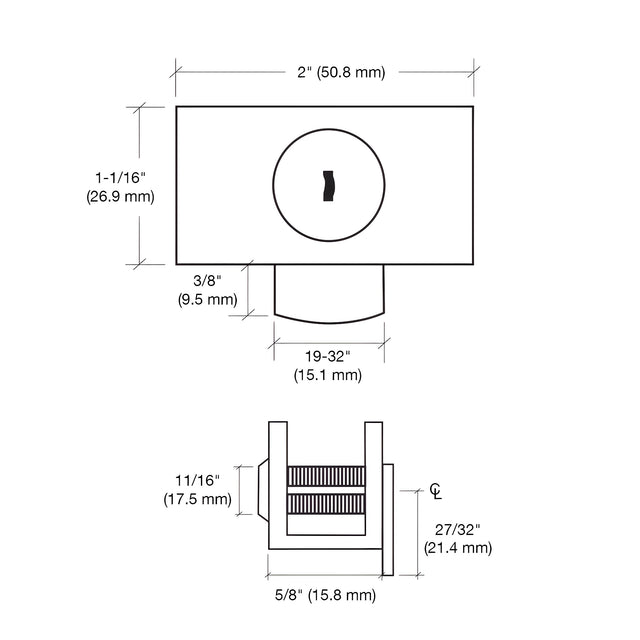 CRL Chrome Cam Lock with Stop Plate for 1/4" or 3/8" Glass - Randomly Keyed