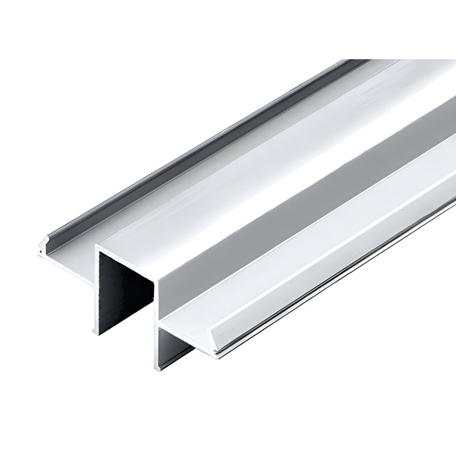 Silver Metallic Wood Top Cap Infill Glass Channel 241" Long