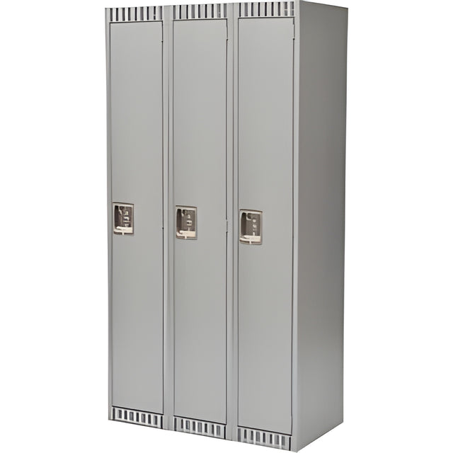Single Tier Lockers, Bank of 3, 36"x 18"x 72", Grey