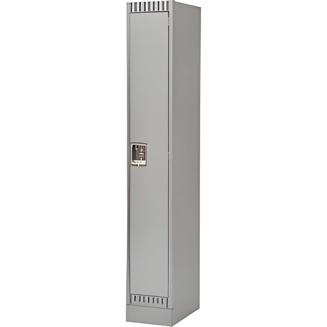 Single Tier Lockers with Recessed Base, Bank of 1, 12"x 18"x 76", Grey