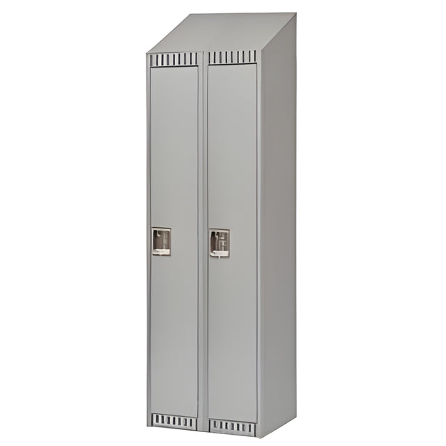 Single Tier Lockers with Slope Top, Bank of 2, 24"x 18"x 82", Grey