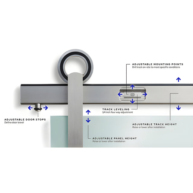 Brushed Stainless Steel Latitude 34 Solstice Sliding Door Kit