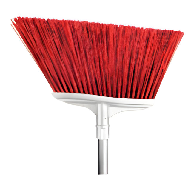 Spectra 12" Color-Coded Angle Broom with 48" Fiberglass Handle, Red – 12/Case
