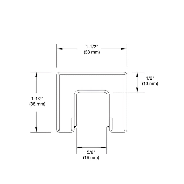 CRL Polished Stainless Steel 1-1/2" Square Crisp Corner Cap Rail for 1/2" Glass