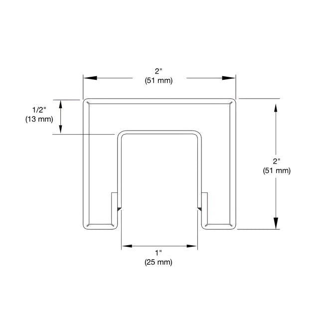 CRL Polished Stainless 2" Square Crisp Corner Cap Rail for 1/2” (12 mm) to 5/8” (16 mm) Glass