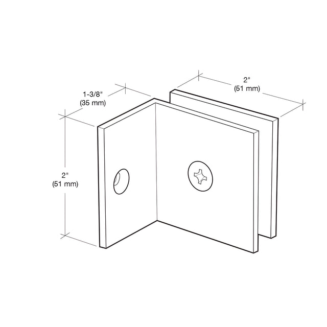 CRL Unlacquered Brass Fixed Panel Square Clamp With Small Leg