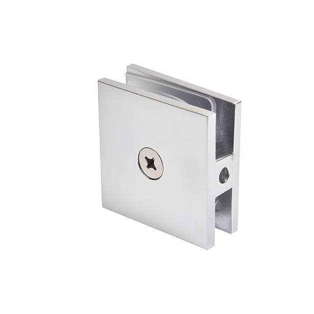 CRL Satin Chrome Square Style Hole-in-Glass Fixed Panel U-Clamp