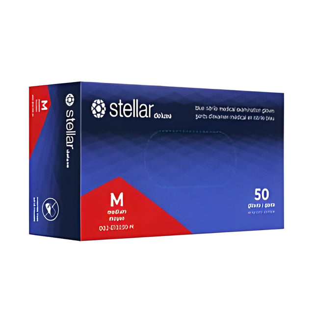 Stellar Deluxe Blue Nitrile Gloves, Medium – 50/Box