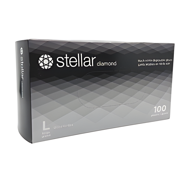 Stellar Deluxe Black Diamond Grip Gloves, 2X Large – 100/Box