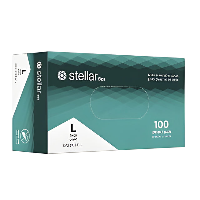 Stellar Flex Nitrile Examination Gloves, Natural Colour, PF, Large – 100/Box