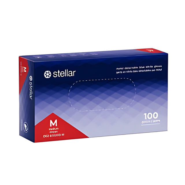 Stellar Metal Detectable Blue Nitrile Gloves, Medium – 100/Box
