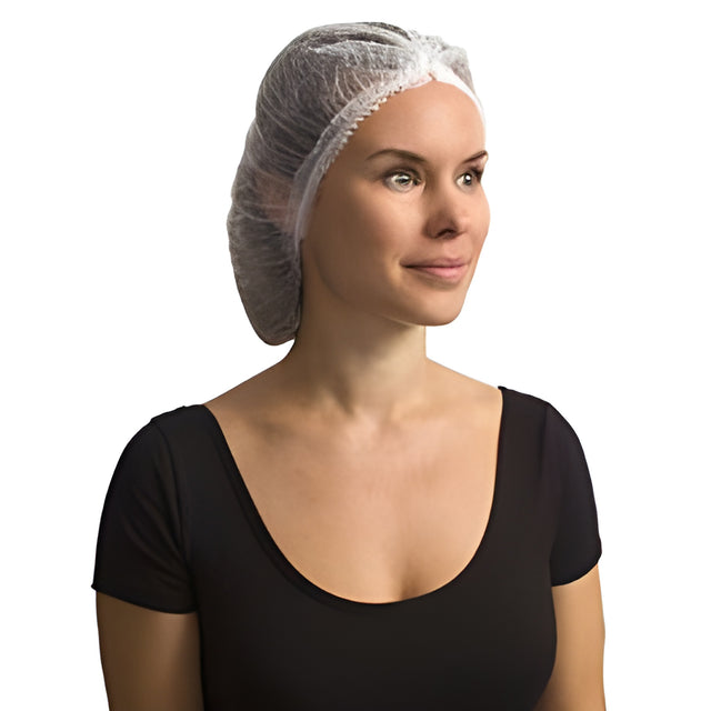 Stellar Pleated Bouffant Caps, White, 24" – 100 Caps/Bag