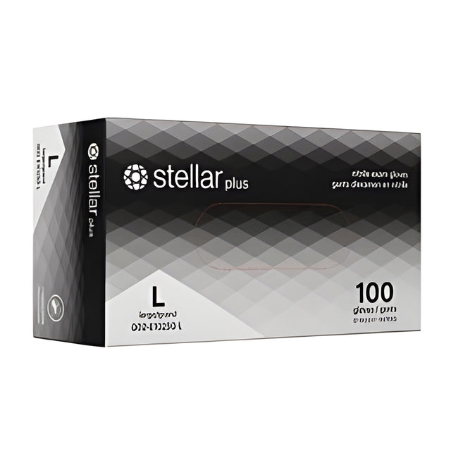 Stellar Plus Black Nitrile Gloves, Large – 100/Box