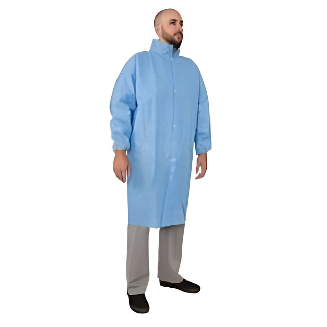 Stellar Polypropylene Labcoat, Blue, Small – 50/Case