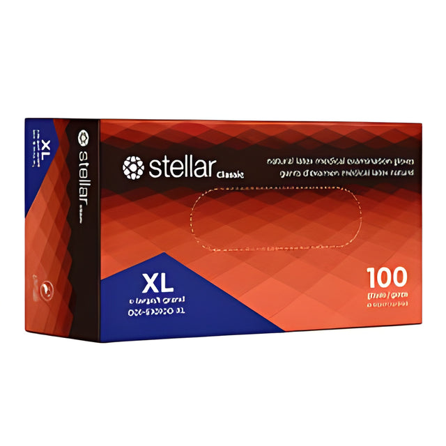 Stellar Latex Exam Gloves, PF, X-Large – 100/Box