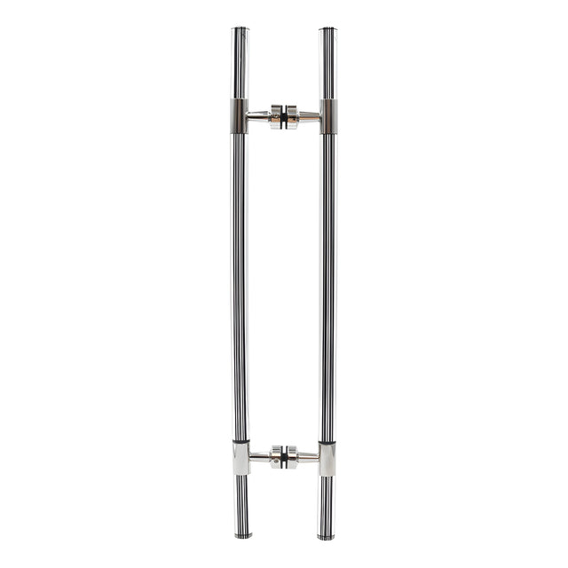 CRL Polished Stainless 27" Overall Length Glass Mounted Ladder Style Pull Handle with Acrylic Full Inserts
